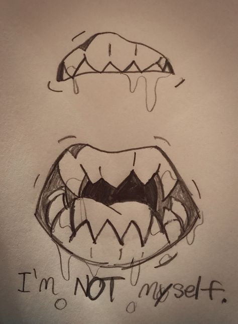 How To Draw Monster Mouth, Monster Mouth Sketch, Baring Teeth Drawing, Monster Drawing Tutorial, Creepy Mouth Drawing Reference, Monster Pencil Drawing, Demonic Drawings Sketches, Drawing Monsters Creepy, Creepy Teeth Drawing