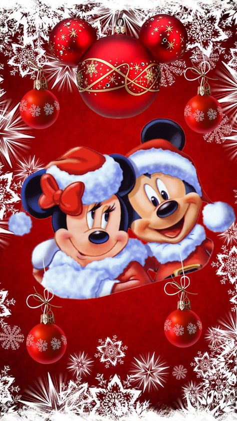 Mickey And Minnie Christmas Wallpaper, Cute Mickey Mouse Wallpapers, Mickey Christmas Wallpaper, Christmas Wallpaper Disney, Disney Christmas Wallpaper, Mickey And Minnie Christmas, Disney Characters Christmas, Walt Disney Cartoons, Disney Merry Christmas