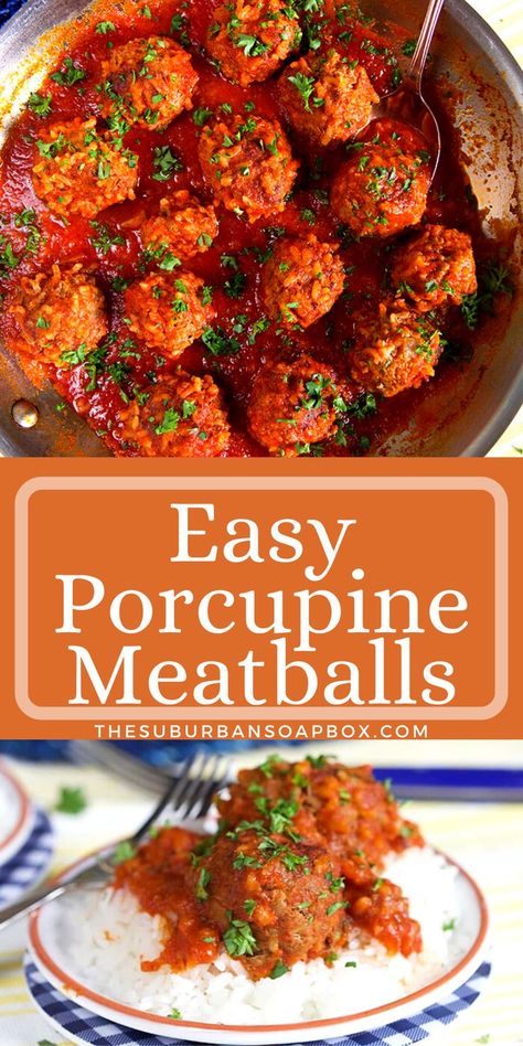 Rice Balls With Ground Beef, Meatballs Made With Rice, White Rice Dinner Recipes, Rice Meatballs Recipes, Porcupine Balls, Porkepine Meatballs, Porcupine Meatball Recipe, Porcupine Meatballs Easy Crockpot, Porkiepine Meatballs