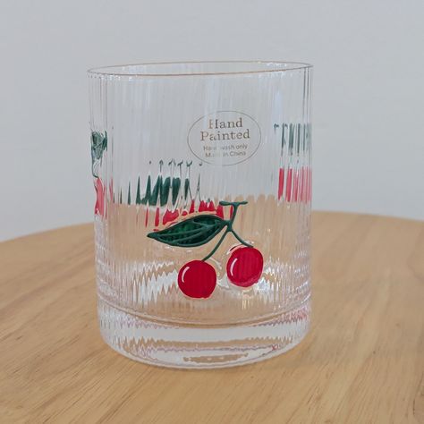 Brand New. Super Cute Clear Glass Cup With Hand-Painted Cherry Design. Comes With Set Of 2 Hand Wash Only Cherry Design, Cherry Print, New Set, Glass Cup, Hand Washing, Clear Glass, Cherry, Super Cute, Hand Wash