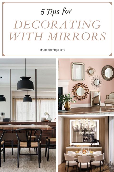 Mirrors are a beautiful way to brighten up any space. Here are 5 tips for decorating with mirrors! #decoration #interiordecor #designtips #roomrefresh How Many Mirrors Is Too Many, Mirror In Dining Room Ideas, Multiple Mirrors On Wall, Mirror Wall Dining Room, Decorating With Mirrors, Mirror Dining Room, How To Clean Mirrors, Mirror Design Wall, Home Decoration Ideas