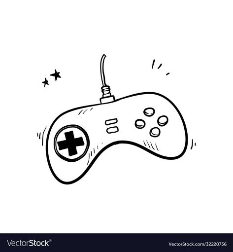 Joystick Drawing, Video Game Controller Drawing, Game Controller Drawing, Video Games Drawing, Game Doodle, Controller Drawing, Video Game Drawings, Doodles Games, Doodle Png