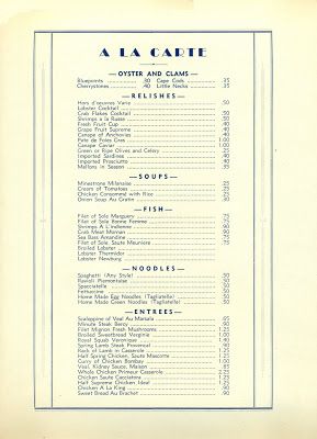 NYC restaurant menu from 1920s Speakeasy Menu, Chicken Consomme, John Sloan, Party Like Gatsby, Cream Of Tomato, Italian Menu, Menu Inspiration, Restaurant Management, Fruit Cups