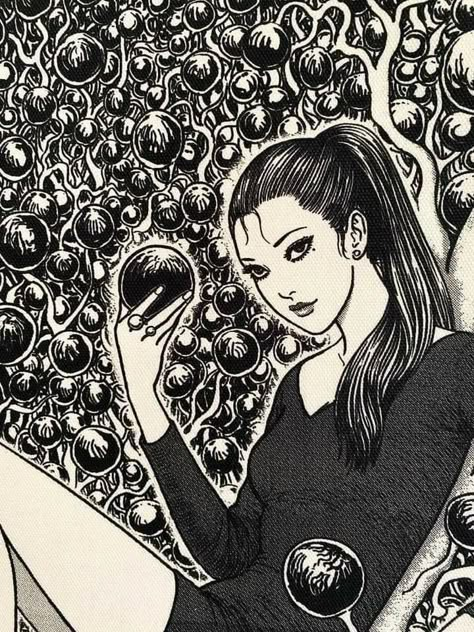 Junji Ito Official Art, Junji Ito Poster, Tomie Kawakami, رورونوا زورو, Japanese Horror, Grunge Art, Junji Ito, Gothic Anime, Dark Art Illustrations