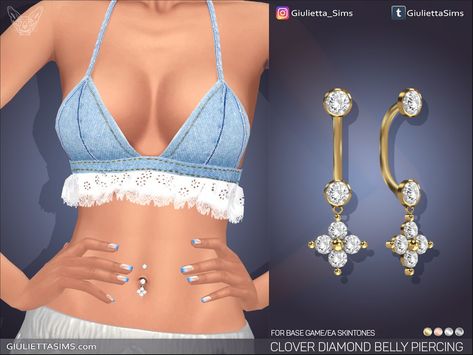 The Sims Resource - Clover Diamond Belly Piercing (left brow ring category) EA Skintones Compatible Sims 4 Cc Women Jewelry, Sims 4 Rings, Cc Jewelry, Cc Accessories, Pelo Cafe, Sims 4 Piercings, Sims 4 Cc Eyes, Sims 4 Tsr, Sims 4 Traits