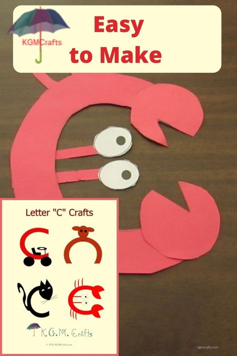 Preschool C Activities, C Is For Cow Craft, Letter C Crafts For Preschool, Crab Craft Preschool, Letter C Craft, Nursery 2023, C Craft, Letters Activities, Subbing Ideas