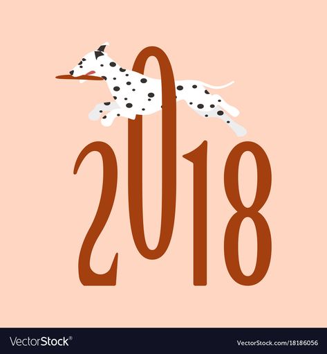 Happy New Year Dog, Happy New Year 2018, New Year 2018, Dog Vector, Dog Illustration, New Year Card, Happy New, Happy New Year, Holiday Cards