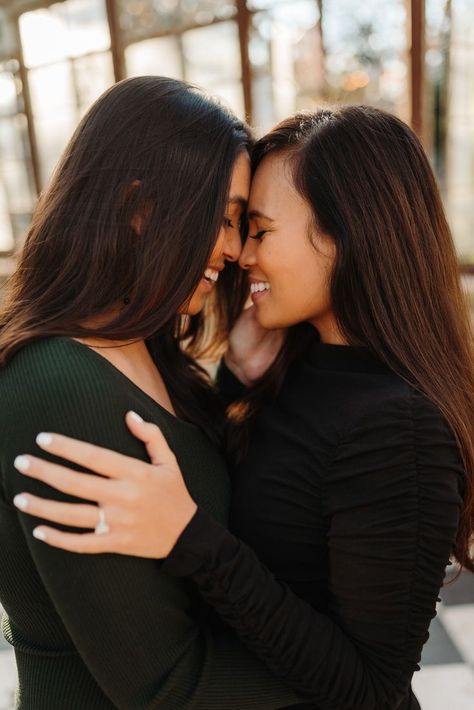 Engagement Photos Lesbian Ideas, Wlw Engagement Photos, Lesbian Engagement Pictures, Lesbian Photography, Lesbian Engagement Photos, Queer Couples, Sekrit Theater, Rainy Photoshoot, Future Soulmate