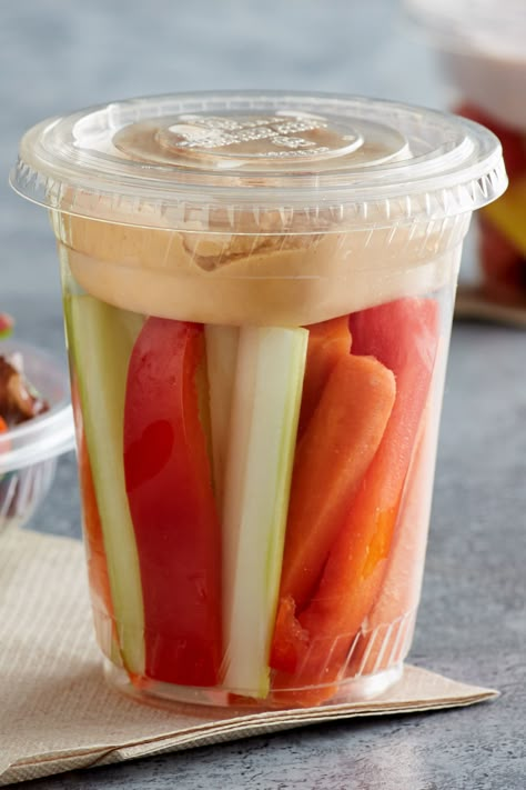 Grab And Go Salad Ideas, Parfait Cups To Go, Coffee Shop Lunch Ideas, Veggie Cups With Dip, Snack Combos, Veggie Cups, Yogurt Parfaits, Parfait Cups, Banana Nutella