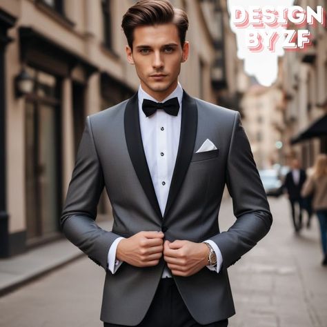 Groom Tuxedo Wedding Grey, Charcoal Groom Suit, Charcoal Grey Suit Men, Charcoal Tuxedo, Elegant Suits Men, Grey Tuxedo Wedding, Tuxedo For Men Wedding, Reception Suits, Groom Tuxedo Wedding