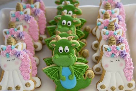 Unicorn Dinosaur Birthday Party, Dinocorn Party, Mythical Creature Birthday Party, Dinasour And Unicorn Birthday Ideas, Two Magical Birthday, Mythical Creatures Birthday Party Ideas, Unicorns And Dinosaurs Birthday Party, Mythical Creature Party, Unicorn Dinosaur Party