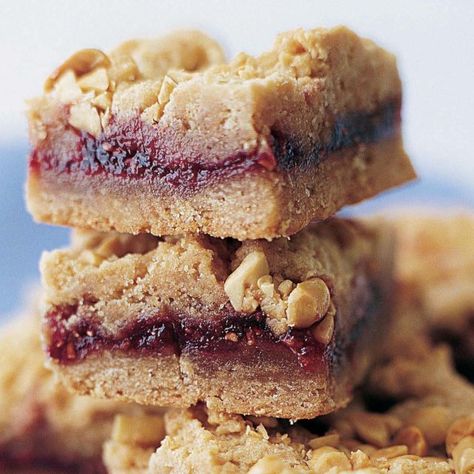 Peanut Butter & Jelly Bars - Barefoot Contessa Bobos Pbj Recipe, Peanut Butter And Jelly Blondies, Peanut Butter And Jelly Cookie Bars, Peanut Butter And Jelly Bread, Peanut Butter And Jam Bars, Recipes That Use Jelly, Peanut Butter Jelly Bars, Peanut Butter And Jelly Bars, Ina Garden