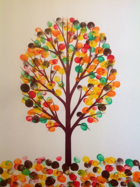 Finger Tree Painting, Fingerpaint Kids Ideas, Finger Print Activity For Kids, Finger Paint Ideas, Finger Painting Crafts, Thumb Painting For Kids, Finger Print Painting Ideas, Finger Print Art Ideas, Tree Fingerprint Art