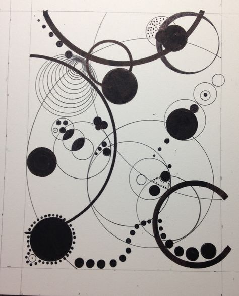 Dot Composition Drawing, Composition With Circles, Art With Circles Inspiration, Circles In Perspective Drawing, Line Design Pattern, Concentric Circles Art, Geometric Shapes Art, Geometric Design Art, Architecture Design Sketch