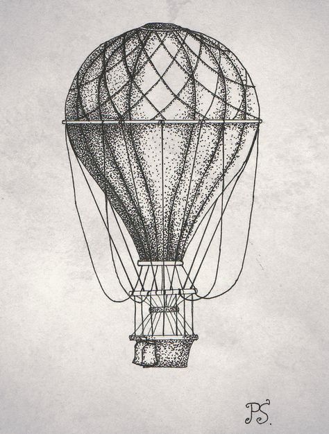 Hot Air Balloon Ink Drawing, Airbaloon Tattoo, Airship Tattoo, Hot Air Balloon Sketch, Sleeve Sketch, Hot Air Balloon Drawing, Balloon Drawing, Hot Air Balloon Tattoo, Air Balloon Tattoo