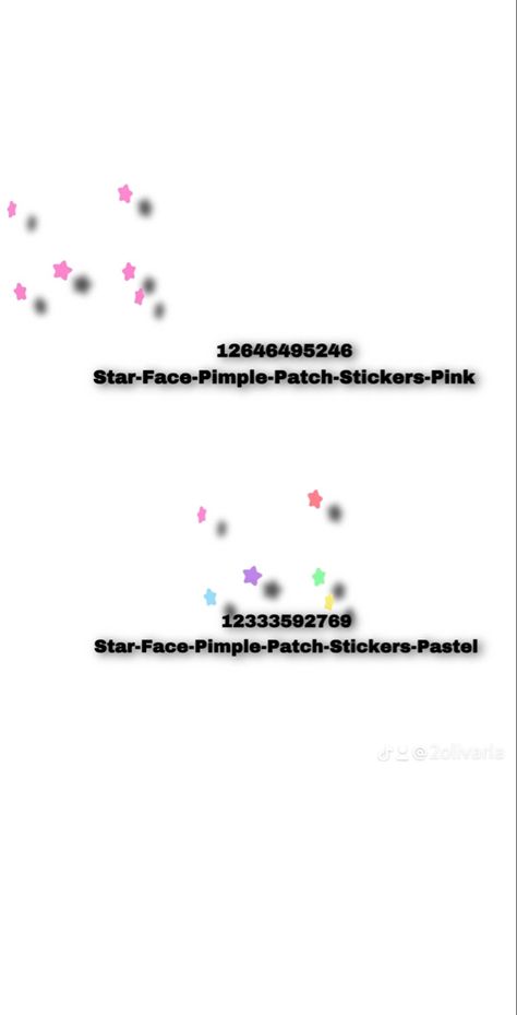 Starface Pimple Patches Codes Berry Ave, Pimple Patches Codes Berry Ave, Star Patches Code Berry Ave, Bloxburg Accessories, Accessory Codes, Roblox Accessories, Brookhaven Codes, Clothing Codes, Preppy Decal