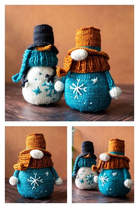 Snow Matter What Snowman Gnome Knitting Pattern Winter Without Snow, Christmas Knomes, Snowman Gnome, Christmas Knitting Projects, Crochet Cat Bed, Christmas Knitting Patterns Free, Small Snowman, Love Gnome, Christmas Knitting Patterns