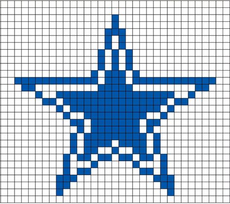 Dallas Cowboys Perler bead pattern Pixel Art Pattern Star, Crochet Grid Aesthetic, Crochet Star Grid, Dallas Cowboys Perler Beads, Star Tapestry Crochet, Dallas Cowboys Pixel Art, Cowboys Perler Bead Patterns, Cowboy Perler Beads, Star Bead Pattern