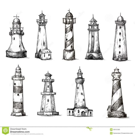 Photo about Set of cartoon lighthouses. icons. pencil drawing style. vector EPS 10. Illustration of house, construction, beacon - 38161369 Mens Side Tattoos, Men Henna Tattoo, Ankle Tattoo Men, Lighthouse Sketch, Cute Ankle Tattoos, Lighthouse Drawing, Simple Tattoos For Guys, Pirate Tattoo, Lighthouse Tattoo