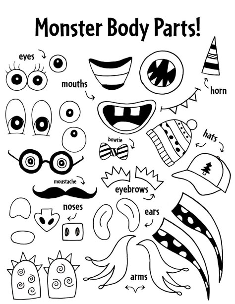 Create Your Own Monster! ⋆ The Hollydog Blog Free Printable Monster Eyes And Mouth, How To Create A Monster, Create A Monster Craft, Build Your Own Monster Free Printable, Create Your Own Monster Printable, Make A Monster Printable, I Need My Monster Craft, Monster Writing Activity, Build Your Own Monster Printable