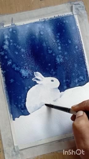 Watercolor winter season painting tutorial for beginners with step by step instructions. How To Stencil On Canvas Tutorials, Easy Watercolor Animals For Beginners, Winter Kindergarten Art Projects, Christmas Watercolor Tutorial Step By Step, Watercolor Animals Easy Step By Step, Watercolor Paint Tutorial, Winter Painting Watercolor, Winter Watercolor Art, Watercolour Paint Ideas