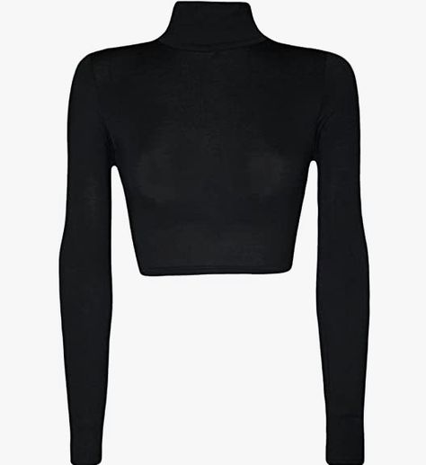 Look Working Girl, Plain Crop Tops, Turtleneck Crop Top, Turtle Neck Shirt, Cl Fashion, Cropped Turtleneck, Black Long Sleeve Crop Top, Turtle Neck Crop Top, Turtleneck Shirt