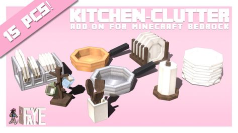 The FAYE Kitchen Clutter Set! Minecraft Texture Pack Minecraft Functional Kitchen, Mods For Minecraft, Minecraft Furniture Mod, Minecraft Texture Pack Aesthetic, Kawaii Minecraft Texture Pack, Minecraft Resource Packs, Minecraft Modded Kitchen, Minecraft Texture Pack, Minecraft Pack