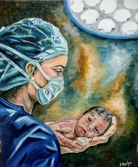 Nurses Painting, Doctor Painting Art, Doctor Illustration Art, Doctor Art Drawings, Medical Painting, Nurse Painting, Pediatric Oncologist, Compassion Art, Doctor Painting