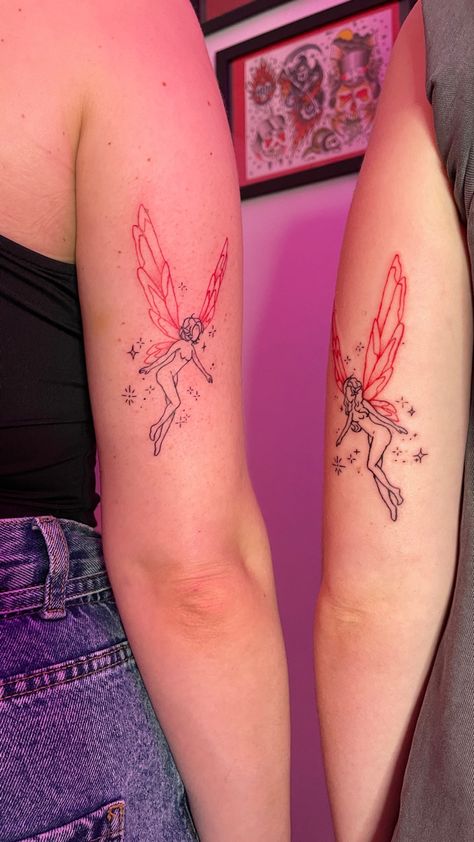 #sochi #fairy #fairytail #friendstattoo #tattoo #tattooidea #handpoke #minumal #minimaltattoo #tattooartist #tattoosforwomen #tattoosforwomen #tattoomodel Fairy Friends Tattoo, Fairy Tail Inspired Tattoo, Sister Fairy Tattoos, Best Friend Fairy Tattoos, Matching Fairy Tattoos, Mini Fairy Tattoo, Faerie Tattoo, Fairy Tail Tattoo, Tattoo Fairy