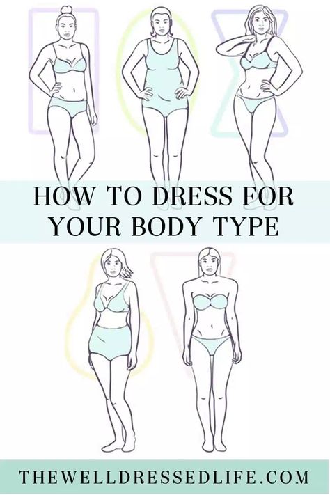 Dress Your Body Type, Body Type Clothes, Dress For Body Shape, Apple Body Type, Dress For Your Body Type, Types Of Body Shapes, Dress Body Type, Curvy Body Types, Hourglass Body Shape