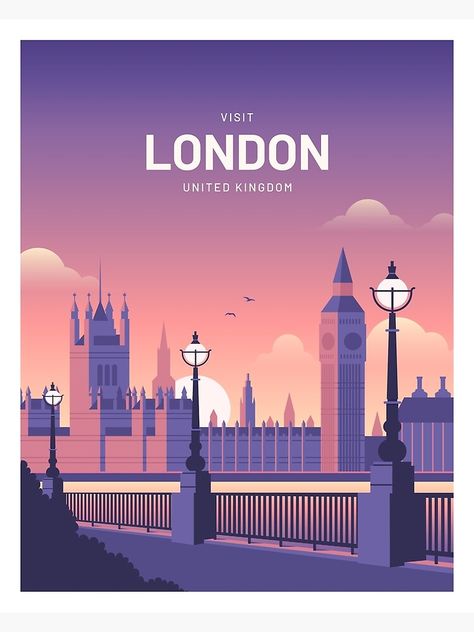 "London United Kingon Vintage Travel" Photographic Print by corvintp | Redbubble Travel Illustration Art, Fashion Paintings, London Illustration, London Travel Poster, Art Postcards, Book Boxes, London Poster, Print Outs, Travel Postcard