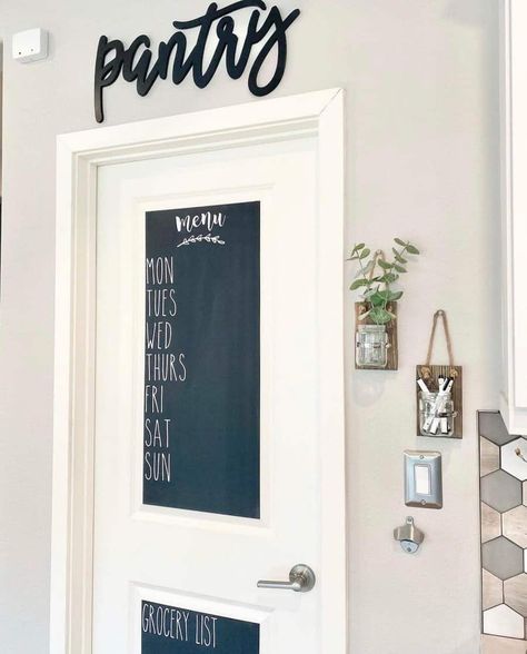 Pantry Door Vinyl Decal, Pantry Door Covering Ideas, Stencil Pantry Door, Above Pantry Door Decor Modern, Pantry Door Stencils, Coastal Pantry Door, Pantry Door Design Ideas, Frosted Pantry Door Ideas, Pantry Door Decor Ideas