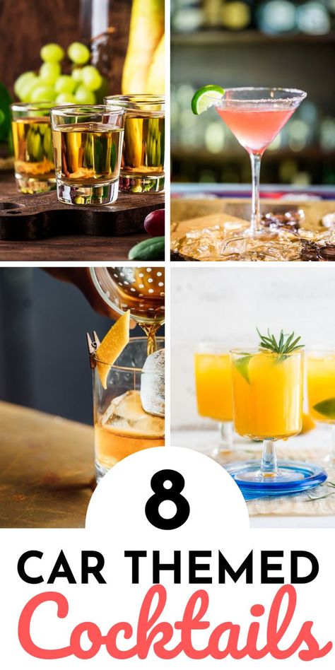 8 car themed cocktails to try! Career Themed Cocktails, Monaco Themed Party, Indy 500 Food Ideas, Car Themed Alcoholic Drinks, Themed Cocktails Recipes, Beyoncé Themed Drinks, Car Themed Drinks, Indy 500 Party Ideas, Car Themed Appetizers