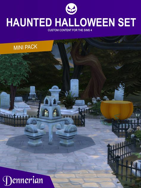 Sims 4 CC - Haunted Halloween Set — DennerianCC Sims 4 Haunted Cc, Sims 4 Graveyard, Occult Sims 4 Cc, Sims 4 Halloween Cc Decor, Sims 4 Spellcaster, Graveyard Garden, Seance Table, Sims 4 Cc Objects, Summoning Spirits