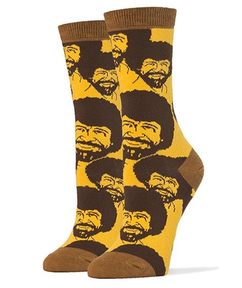 Silly Socks, Flash Mob, Women Crew Socks, Mens Crew Socks, Comfortable Socks, Bob Ross, Funny Socks, Novelty Socks, Colorful Socks