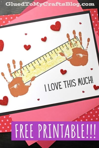 Valentine Crafts For Toddlers To Grandparents, Love Toddler Crafts, I Love You Crafts For Kids, Valentine Gift For Parents From Kids, Two Year Old Valentines Day Crafts, Preschool Valentine Cards For Parents, I Love You This Much Craft, Glued To My Crafts, Valentine Gift For Parents Preschool