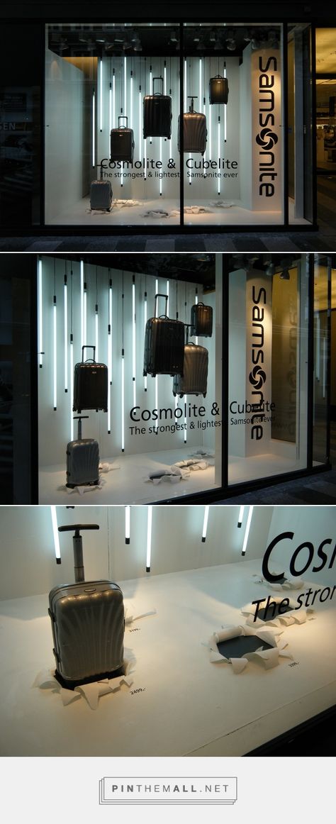 Samsonite on Behance - created via http://pinthemall.net Luggage Display, Suitcase Stand, Windows Display, Light Tunnel, Travel Store, Store Window Display, Stand Ideas, Luggage Shop, Laundry Room Cabinets