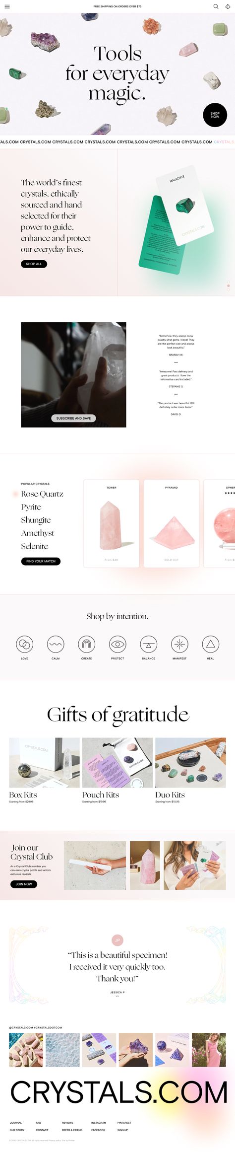 Crystals landing page design inspiration - Lapa Ninja Sage And Palo Santo, Landing Page Design Inspiration, Unique Web Design, Web Design Examples, Freelance Web Design, Shopify Website Design, Freelancer Website, Web Designers, Creative Colour