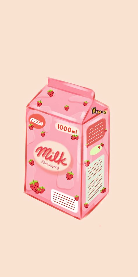 For pink aesthetic wallpaper drawing by me<3 Pink Aesthetic Wallpaper Strawberry, Milk Box Illustration, Pink Milk Aesthetic, Milk Wallpaper Aesthetic, Strawberry Milk Aesthetic Wallpaper, Milk Box Aesthetic, Aesthetic Wallpaper Strawberry, Milk Aesthetic Wallpaper, Strawberry Milk Wallpaper