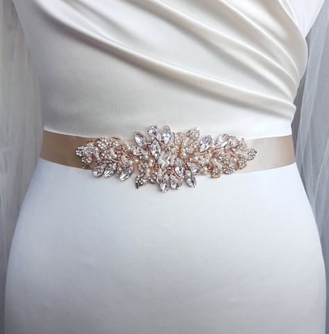 Rose gold bridal belt, Swarovski belt, luxury bridal sash, diamante belt, rose gold, bridal belt, couture belt, hand beaded belt, LEANNAH Swarovski Dress, Rose Gold Wedding Dress, Bridesmaid Belt, Crystal Wedding Dress, Gold Wedding Dress, Wedding Dress Belt, Wedding Sash Belt, Weddings By Color, Beaded Belt