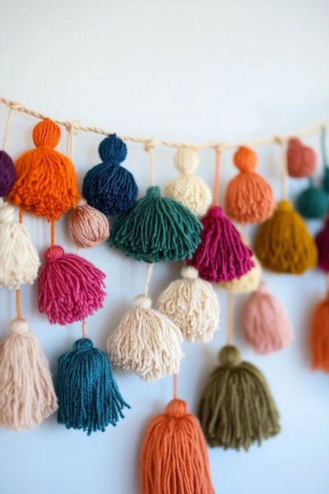 "Brighten up any room with a colorful DIY Tassel Garland! 🎀✨ #DIYDecor #TasselDesign #HomeCrafts" Tassel Bunting Diy, Tassel Garland Diy, Yarn Tassel Garland, Diy Tassel Garland, Celebration Decorations, Community School, Pom Crafts, Pom Pom Crafts, Events Decor