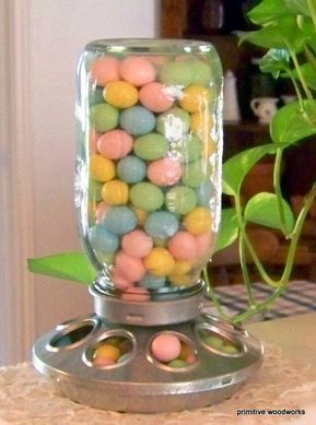 Candy Chicken, Easter Events, Mason Jar Ideas, Dog Easter, Easter Mason Jars, Chicken Feeders, Chicken Feeder, Spring Chicken, Jar Ideas