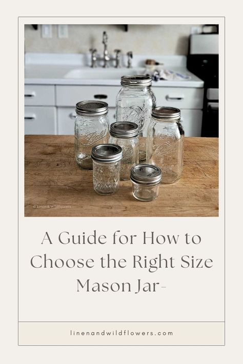 Discover the art of preserving perfection with this Guide for How to Choose the Right Size Mason Jar. From 4-ounce delights to half-gallon wonders, find the perfect jar size for your canning adventures and elevate your homemade creations. Uncover practical tips for selecting the ideal mason jar size tailored to your needs. Mason Jar Sizes, Half Gallon Mason Jars, Gallon Jars, Canning Supplies, Home Canning, Plastic Ware, Ball Jars, Small Jars, Fruit In Season