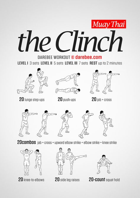 The Clinch Workout Muay Thai Training Workouts, Darbee Workout, Thai Workout, Body Pump Workout, Muay Thai Women, Muay Thai Workouts, Muay Thai Techniques, Pyramid Workout, Fighter Workout