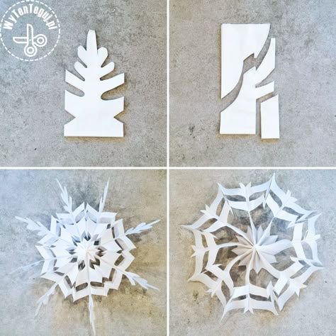 How to make paper bag snowflakes Snowflakes Diy Template, Paper Bag Snowflakes Diy, Paper Bag Snowflakes, Make Paper Bag, Bag Snowflakes, Paper Snowflake Designs, How To Make Snowflakes, Paper Bag Crafts, Snowflake Template