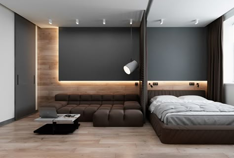 3 Luxury Apartments With Open Plan Bedroom Ideas Bedroom Lamps Design, Idea Bilik Tidur, Reka Bentuk Bilik Tidur, Fancy Bedroom, Hiasan Bilik Tidur, Modern Bedroom Design, A Living Room, Home Room Design, Apartment Interior