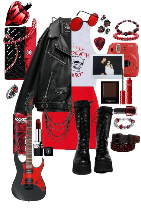 Glam Punk Outfits, Sketchbook Outfits, Rock Star Outfit Women, Punk Fashion Aesthetic, Rockstar Gf Outfit, Ruby Aesthetic, Rockstar Aesthetic Outfits, Amor Aesthetic, Rock Star Outfit