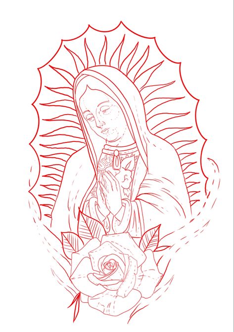 Virgin Mary Stencil, Virgencita Drawing, Virgin Mary Tattoo Stencil, Virgin Mary Tattoo Design, Virgin Mary Drawing, Virgen Mary Tattoo, Virgen De Guadalupe Tattoo Ideas, Guadalupe Tattoo, Cheetah Drawing