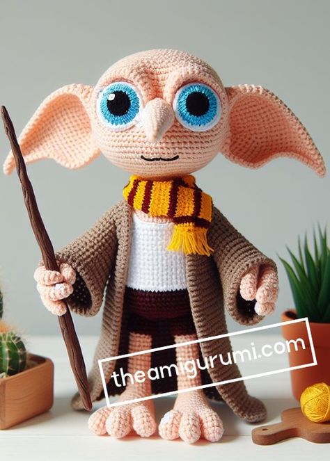 Doby Harry Potter Crochet, Doby Crochet Pattern Free, Dobby Free Crochet Pattern, Dobby Amigurumi Pattern Free, Crochet Amigurumi Free Patterns Harry Potter, Free Crochet Patterns Harry Potter, Crochet Dobby Pattern, Dobby Crochet Patterns Free, Crochet Harry Potter Pattern