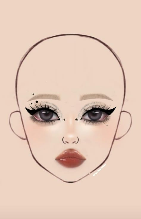 Gyaru makeup Swag makeup Korean makeup tips School makeup Makeup face charts Simple makeup tips Face makeup tutorial Make Up Guide, Asian Makeup Tutorials, Makeup Charts, Anime Eye Makeup, Makeup Fails, Gyaru Makeup, Face Charts, Punk Makeup, Makeup Drawing